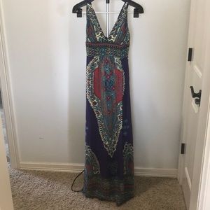 Purple tribal maxi dress